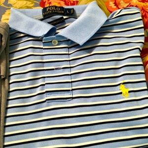 Ralph Lauren Polo’s gently used. Very nice in light blue with dark blue and gray